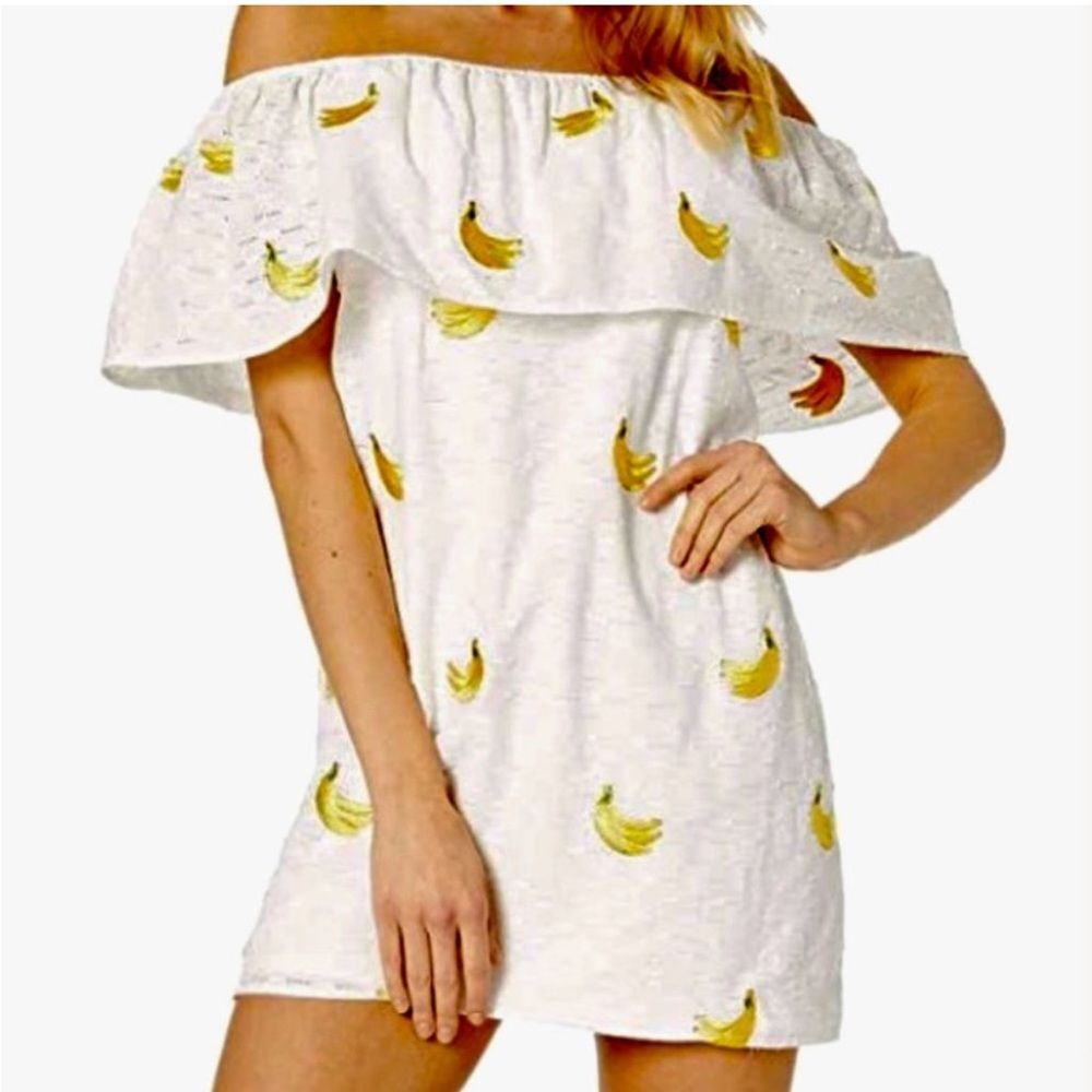 Show Me Your MuMu | Go Bananas! Embroidered Can Can Off the Shoulder Dress S